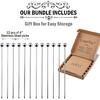 Cocktail Picks Stainless Steel Toothpicks - (12 Pack / 4 Inch) Martini Picks Reble Fancy Metal Drink Skewers Garnish Sticks for Martini Olives