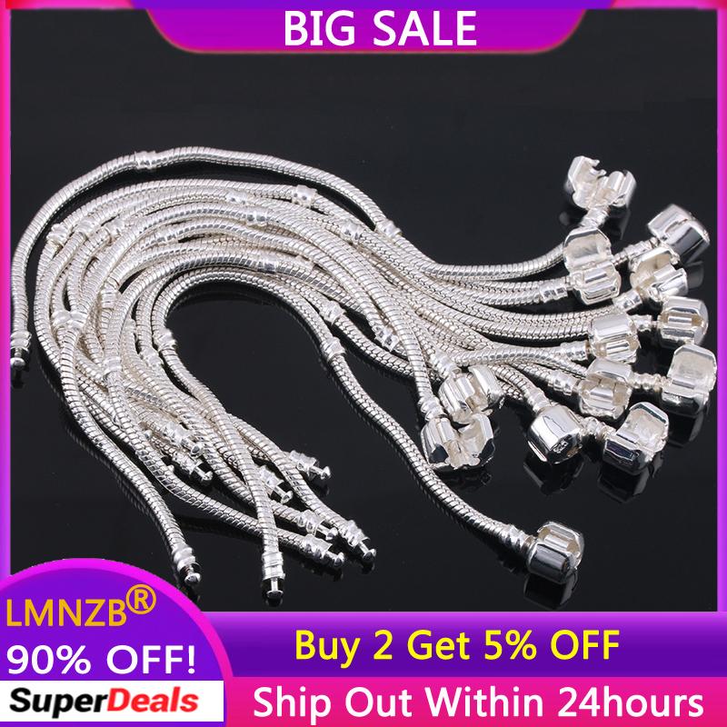 LMNZB Настоящее Тибетское Серебро Змеиная Цепь Браслет Подходит для Европейского Браслета с Подвесками для Женщин DIY Изготовление Украшений 16cm length
