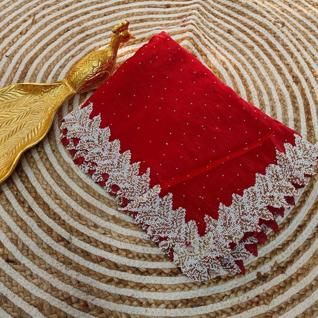 Pure  silk  with all over  diamond and handwork original pari wok lace with cut work  border, colour:-9