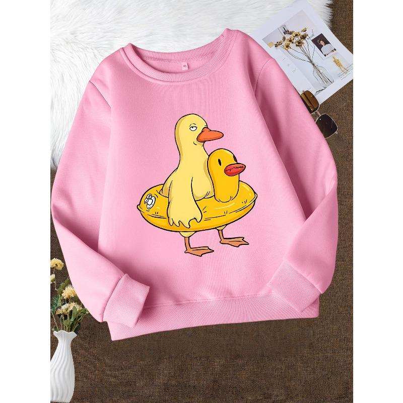 Girls' Fashion Crew Neck Sweatshirt | Casual Random Print Top, Perfect For Fall/Winter, Regular Fit With Slight Stretch Fabric