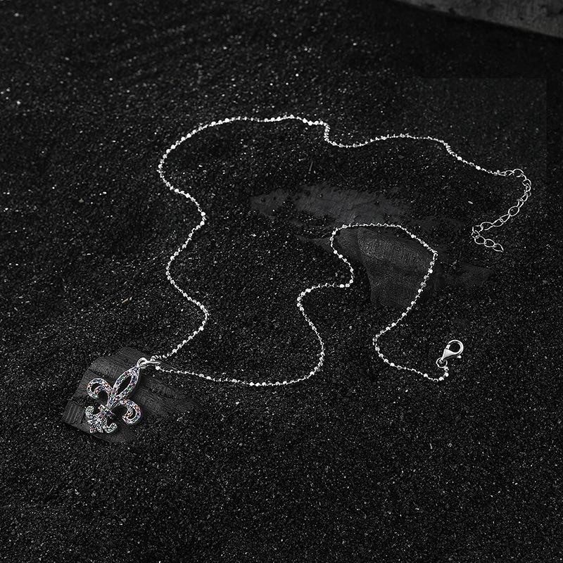 S925 Sterling Silver Rainbow Zircon Necklace Female Elegant Fashion High Sense Versatile Iris Coat of Arms Sterling Silver Collarbone Necklace