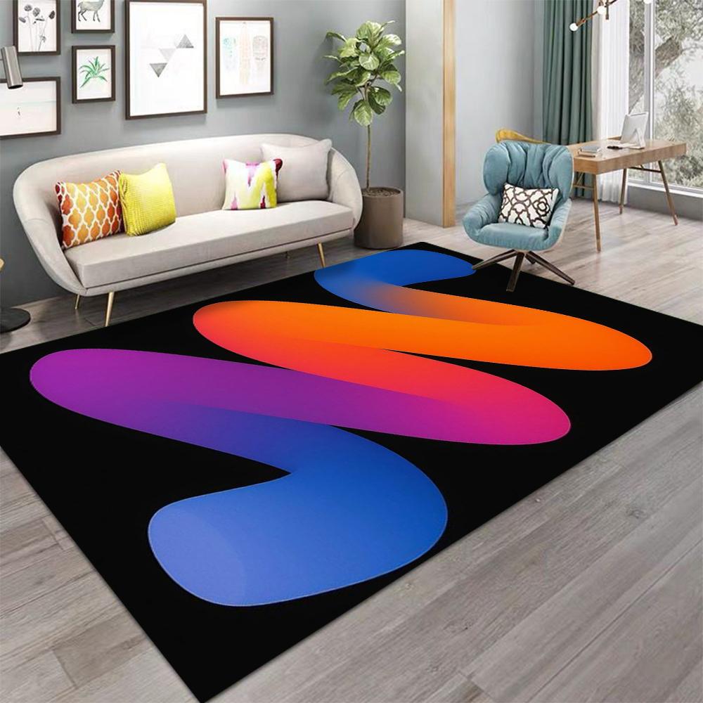 Abstract Geometric Pattern Floor Mat Various Styles with Curved Lines and Gradient Colors NonSlip Rug for Home Decor