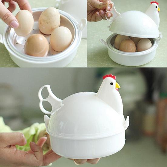 Oven Egg Steamer Hen Shaped Reusable High Capacity Microwave Safe Multifunctional Cooking Food Grade 4 Eggs Poacher