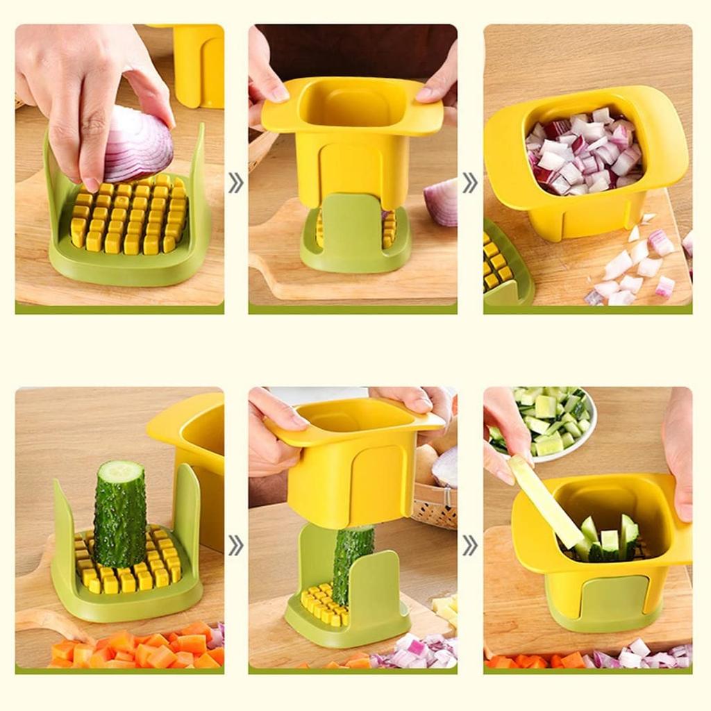 Multifunctional Vegetable Chopper Dicer With Container Manual Pressure Food Slicer Steel Stainless Cutter for Cucumber Carrot