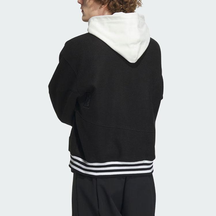 Adidas Dragon Pattern Embroidered Sports Casual Loose Hooded Jacket Men Outerwear Black IT0209