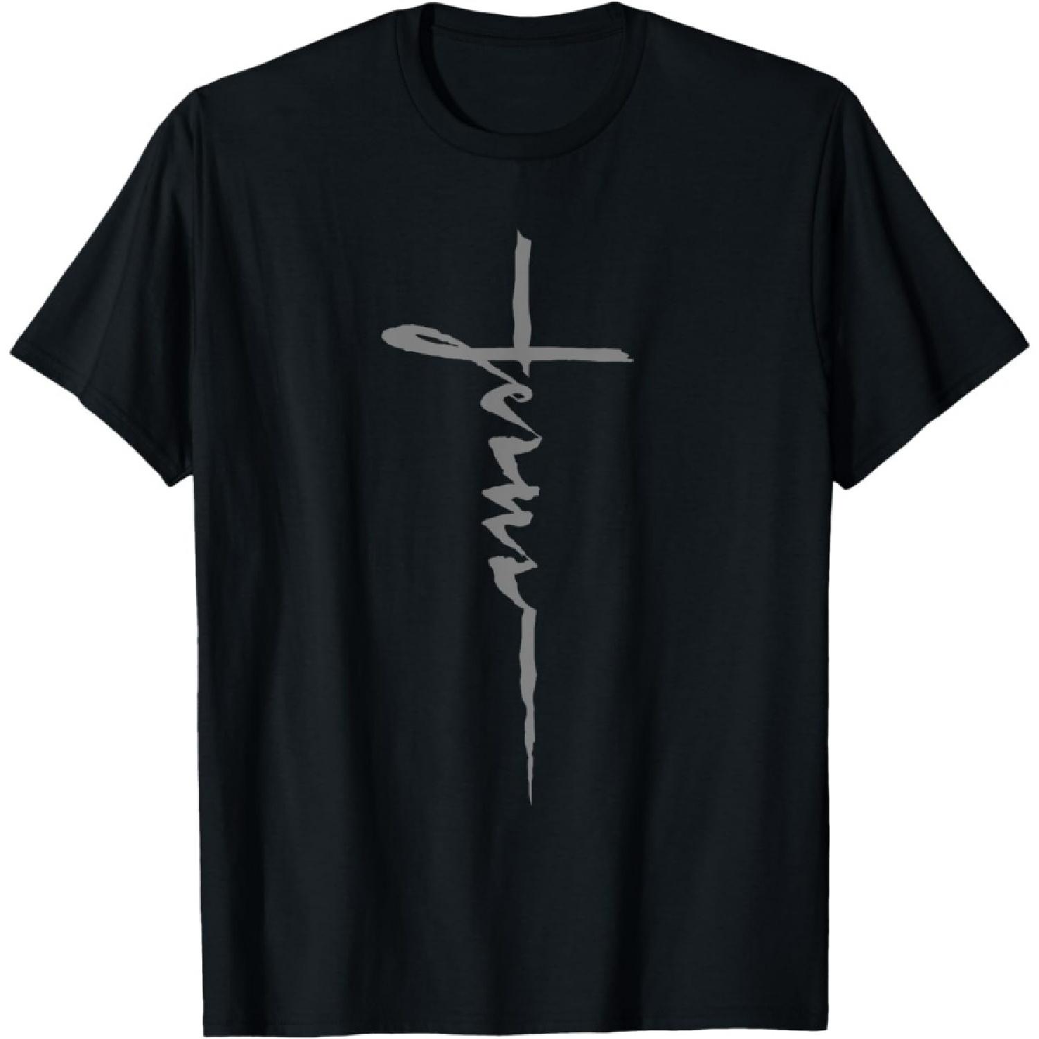 

HQDSAD Jesus Christian Cross Art Cursive Inspiring Gift Men Women T-Shirt(1) XXXXXL різнокольоровий