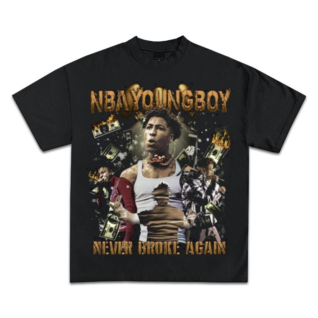 Youngboy Vintage Never Broke Again Graphic T-Shirts Premium Quality Heavyweight MASA Shirts Men's Streetwear Harajuku  Y2K Tops