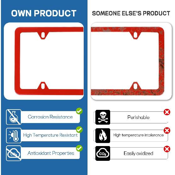Wuyaoyao 2PCS Car License Plate Frames, 4 Holes Stainless Steel License Plate Frame, Slim License Plates Cover Holder With Screws Bolts Caps Washers,