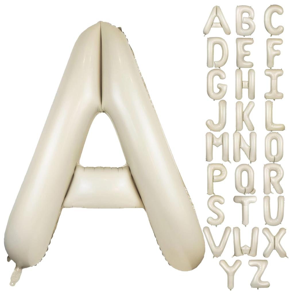 Globos Gigantes de Color Blanco Crema con Letras A-Z de 40 Pulgadas, Suministros para Fiestas de Cumpleaños, Decoraciones para Celebraciones de Aniversario, Alfabeto