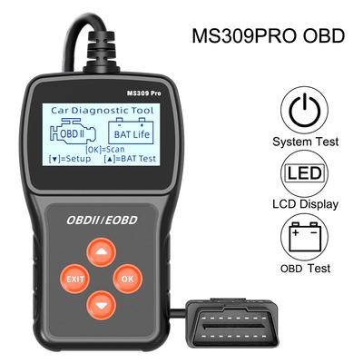 Wielojęzykowy skaner OBD2 Narzędzie diagnostyczne samochodu Dane na żywo Czytnik kodów Sprawdzanie systemu silnika Tester akumulatora MS309PRO
