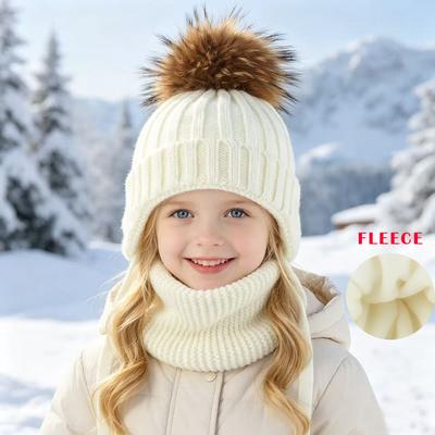 Dziecięcy Zimowy Ciepły Dzianinowy Zestaw Czapka z Pomponem Szalik Rękawiczki Zestaw 3 Szt. Lub Pojedyncza Czapka Beanie Wiatroodporna Ochrona Uszu Dla Chłopców Dziewczynek Zimna Pogoda Na Zewnątrz