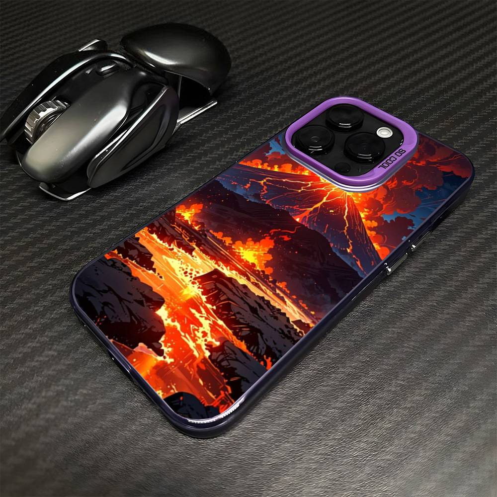 Volcanic Eruptions Phone Case For iPhone 16,15,14,13,12,11,Mini,Pro,MAX Purple Matte Shockproof Cover
