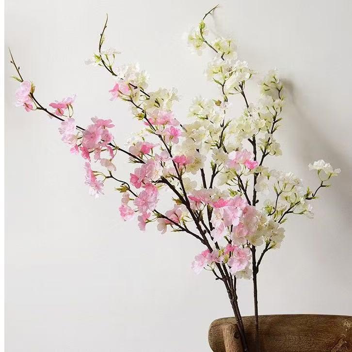 Cherry Blossom Silk Flower Bouquet: Indoor Decor for Living Room, Dining Table, and Floor Arrangement.