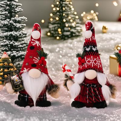 Weihnachtswichtel Plüschpuppe Gestrickte Mütze Gesichtsloser Zwerg Puppe Weihnachtsdekorationen Handgehaltene Krücke Weihnachten Einkaufszentrum Dekorationen Kindergeschenk