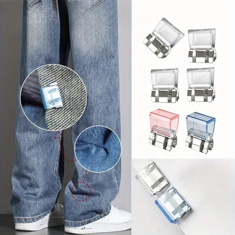 2Pcs Trouser Legs Shortening Invisible Fixing  Without Seams Hidden Buckles Leg Closure Device Trouser Prevent Drag Snap Fixing