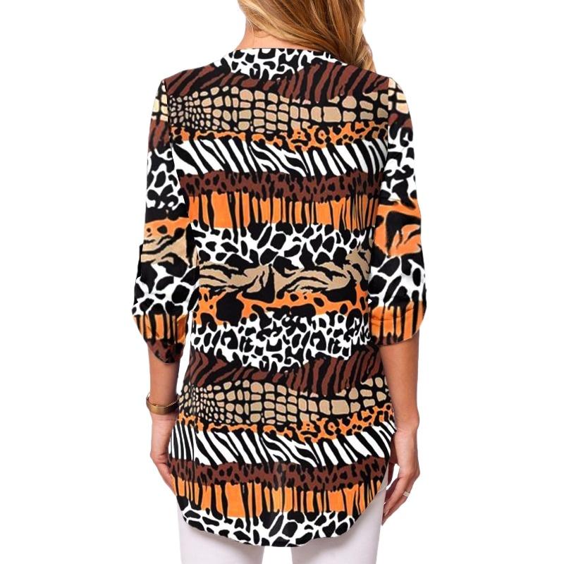 IHUASU V-neck Zip Plus Size Women's Long Sleeve Pull Up Sleeve Loose Shirt