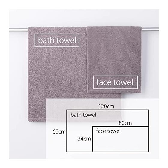 [WEB Exclusive] Basic Bath Towel Set of 2, Gray, Antibacterial, Odor Resistant, Hydro Silver Titanium, Designed by Doctors, Absorbent, Approx. 60cm x