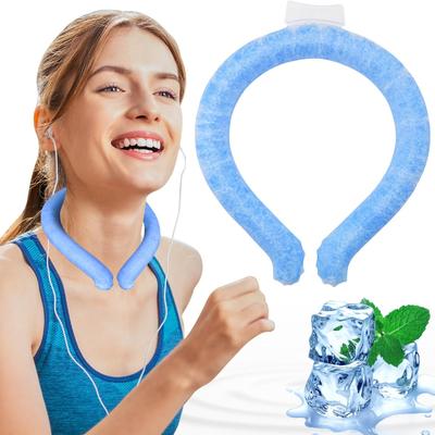 Neck Cooling Tube, Portable Wearable Cooling Neck Wraps Freezes Below 64°F, Reusable Ice Ring Body Cooling Products for Indoor Outdoor Sports