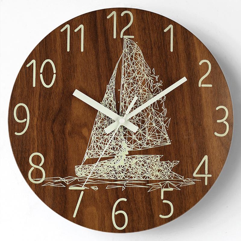 12" Luminous Silent Quartz Wall Clock - Creative Wooden Design for Living Room