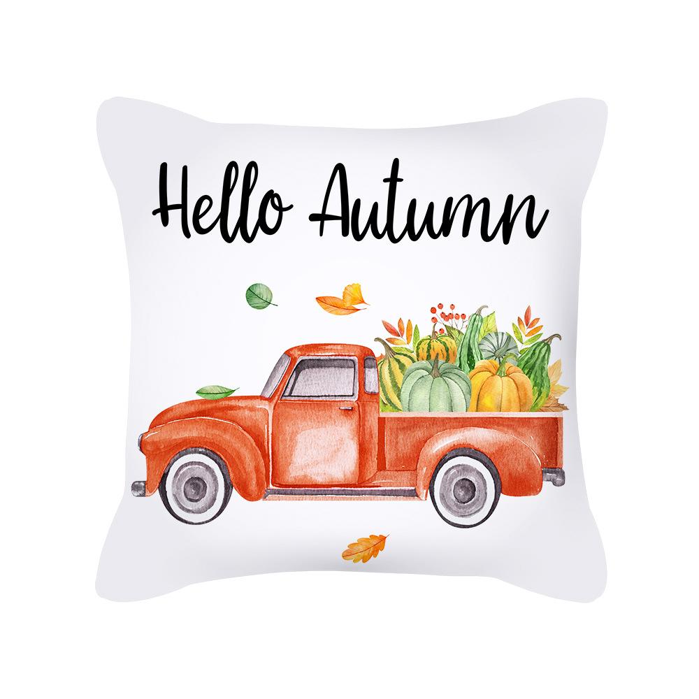 New Thanksgiving Truck Peach Skin Pillow Cover Ins Nordic Pillow Cushion Cover Home Furnishings