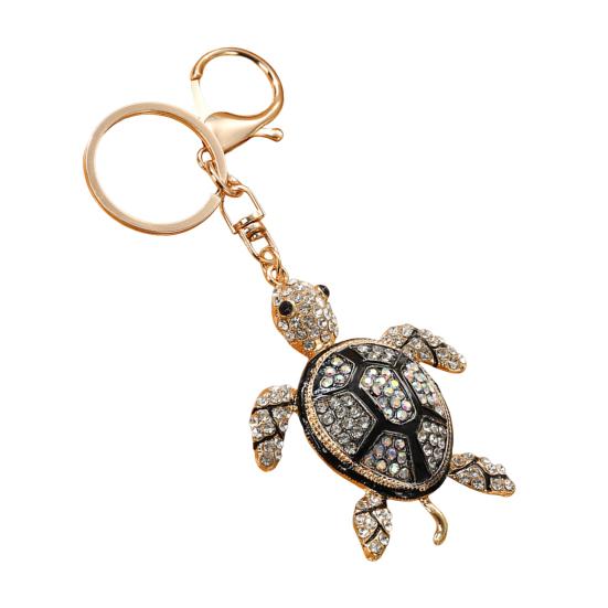 

Keychain Pendant Sparkling Rhinestones Inlaid Three-Dimensional Turtle Charm Key Chain Lightweight Car Bag Charm чорний