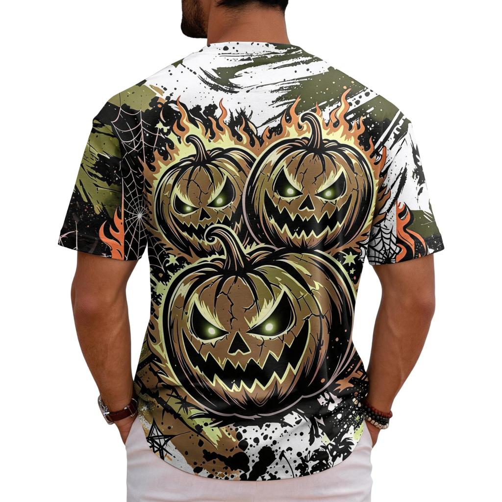 Men's Halloween Short Sleeve T-Shirt Casual Round Neck Top for Holiday Celebration