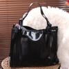 College Student Black Tote Bag Underarm Bag Large Handbag Trendy PU Leather Shoulder Bag  Travel