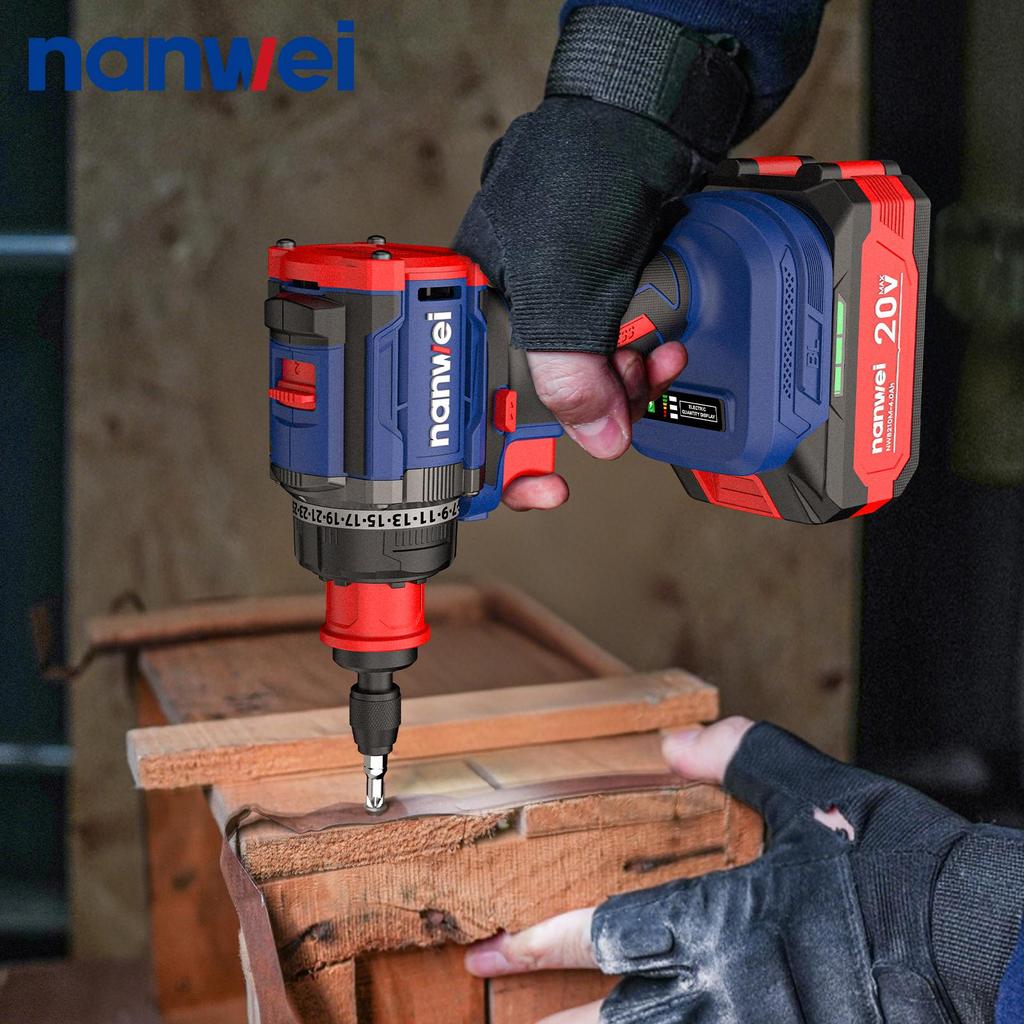 NANWEI 50 Nm 4-in-1 Electric Screwdriver with Multiple Heads ,Brushless Motor ,20 V