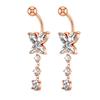 Butterfly Zircon Navel Ring Stainless Steel Belly Button Ring Body Piercing Jewelry  Gift