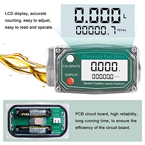 Epidioxi Digital Flow Meter, Turbine Flow Meter, High Accuracy ±1% with Instantaneous and Accumulative Flow Measurement, Stainless Steel, for Water, F
