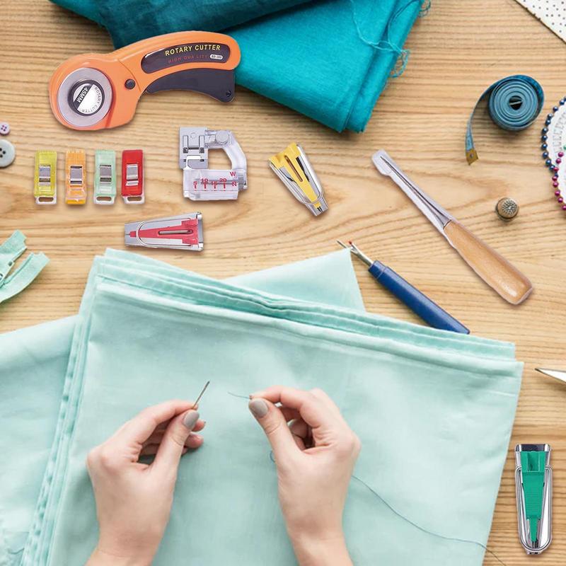 Binding Foot For Sewing Machine Bias Tape Maker Kit Adjustable Bias Tape Sewing Hem Foot With Clear Storage Box Grandma Crafting