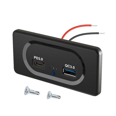 12V RV USB Wall Outlet 18W PD USB-C Quick Charge 3.0 USB-A Socket Car Charger Waterproof Power Socket Adapter Panel with LED