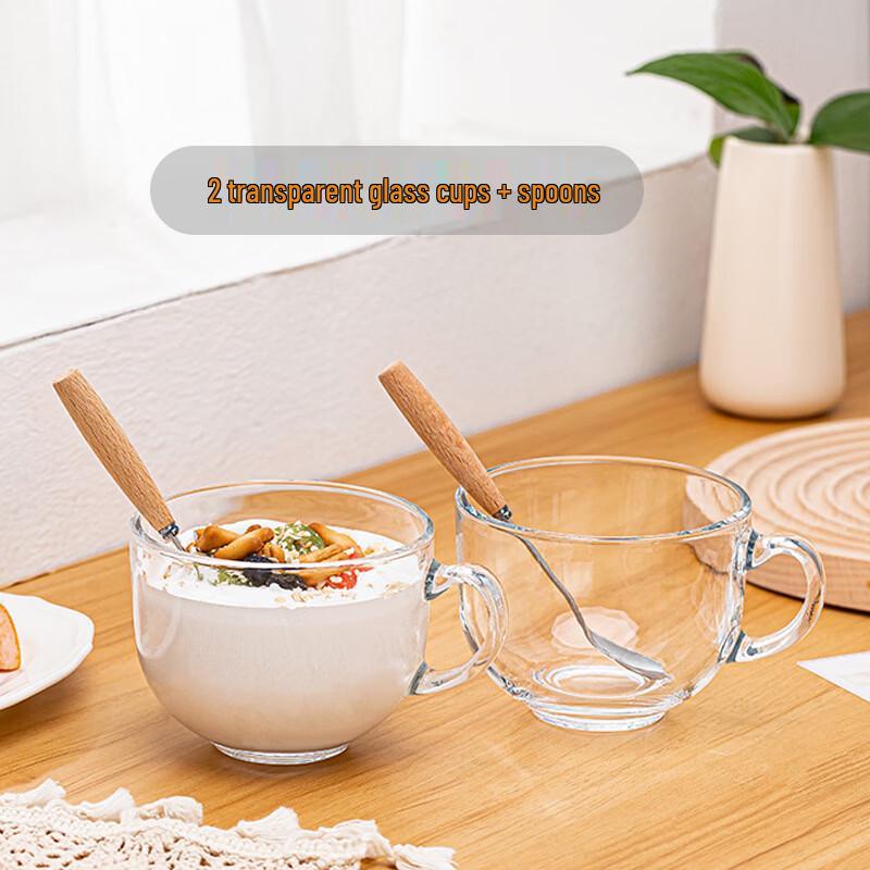 Shāng Qí Portable Glass Oatmeal Mug Set with Lid and Spoon