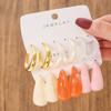 Fashion Earrings Versatile Premium French Smudge Color Niche Resin Earrings Set Irregular Square Earrings