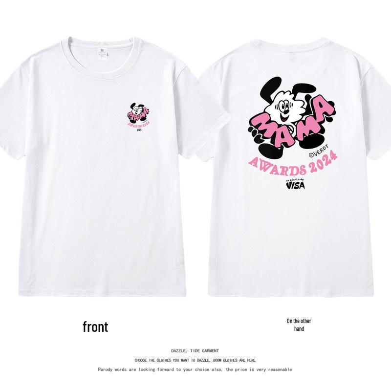 GD G-Dragon Style White Short-Sleeve T-Shirt 2024 - New Unisex Popular Base Shirt for Couples