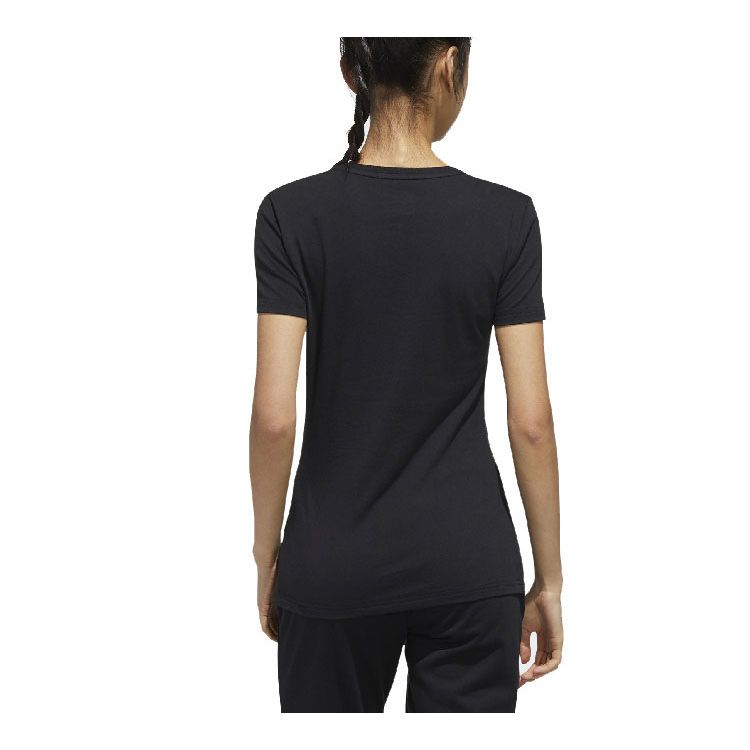 Adidas Neo Essential Logo Stripe Short Sleeve T-Shirt Women Tops Black FP7868