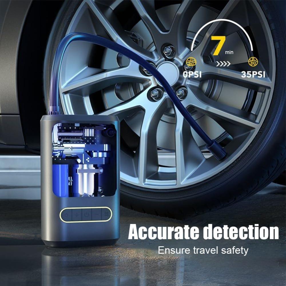 Compresor de aer portabil, 150PSI Pompă de umflat anvelope auto fără fir 4000mAh Pompă de aer reîncărcabilă cu oprire automată, 4 moduri de umflare, Ecran LCD