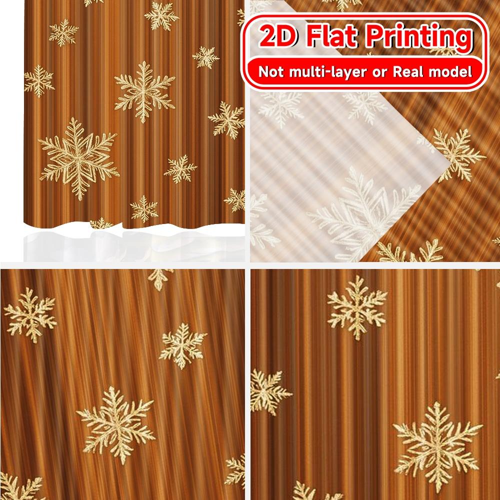 2D Flat Printing  2pcs Golden Flurries Pattern Chic Curtains Versatile Fabric Curtains Holiday Use for Translucent