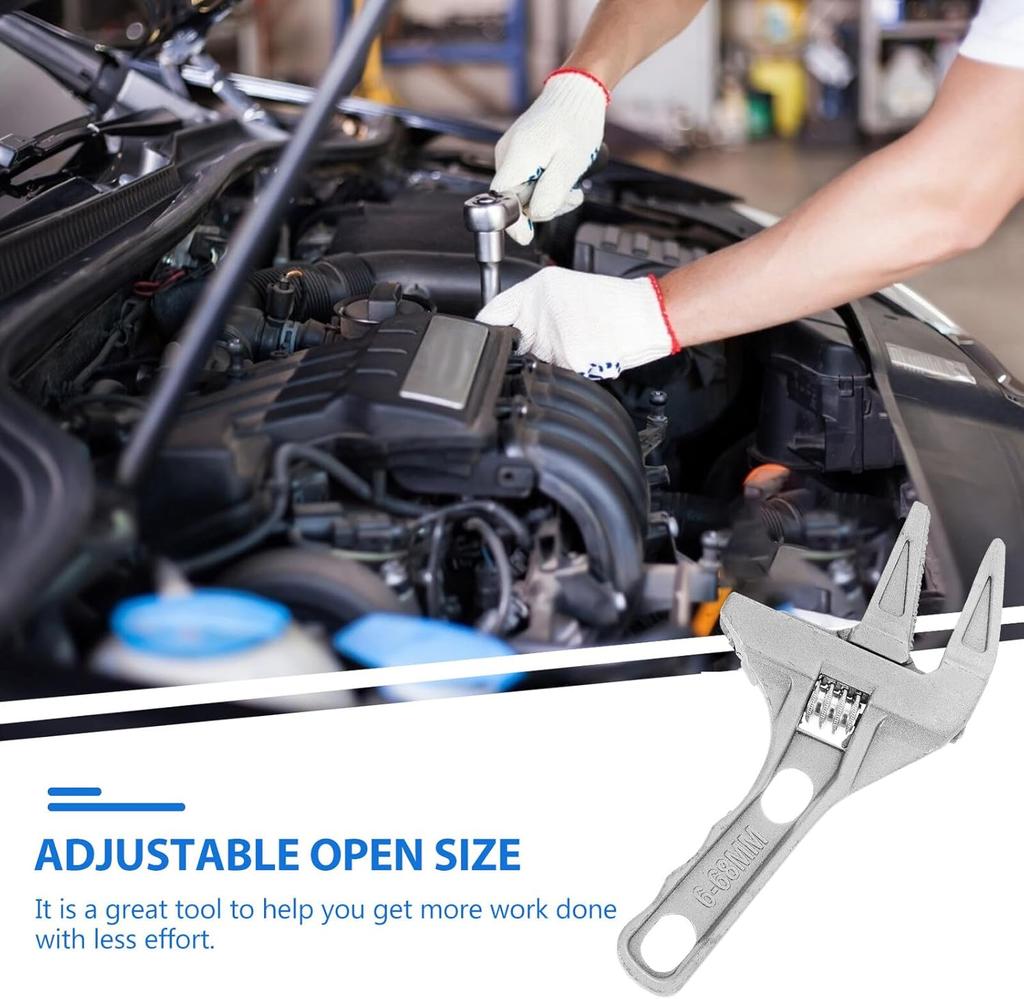 Adjustable Wrench Large Opening Bathroom Spanner Wrenches Wide Jaw 16-68mm Aluminum Alloy Spanner Wrenches Shank Plumb