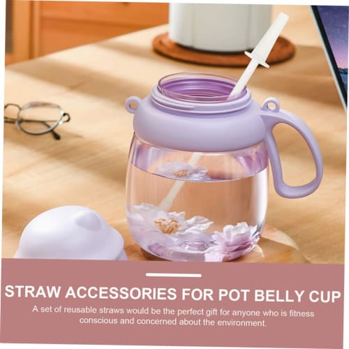 RORPOIR 6-Piece Set of Silicone Pot Belly Cup Straws for Gym Water Bottles, Smoothies, and Reusable Gallon Water Bottles