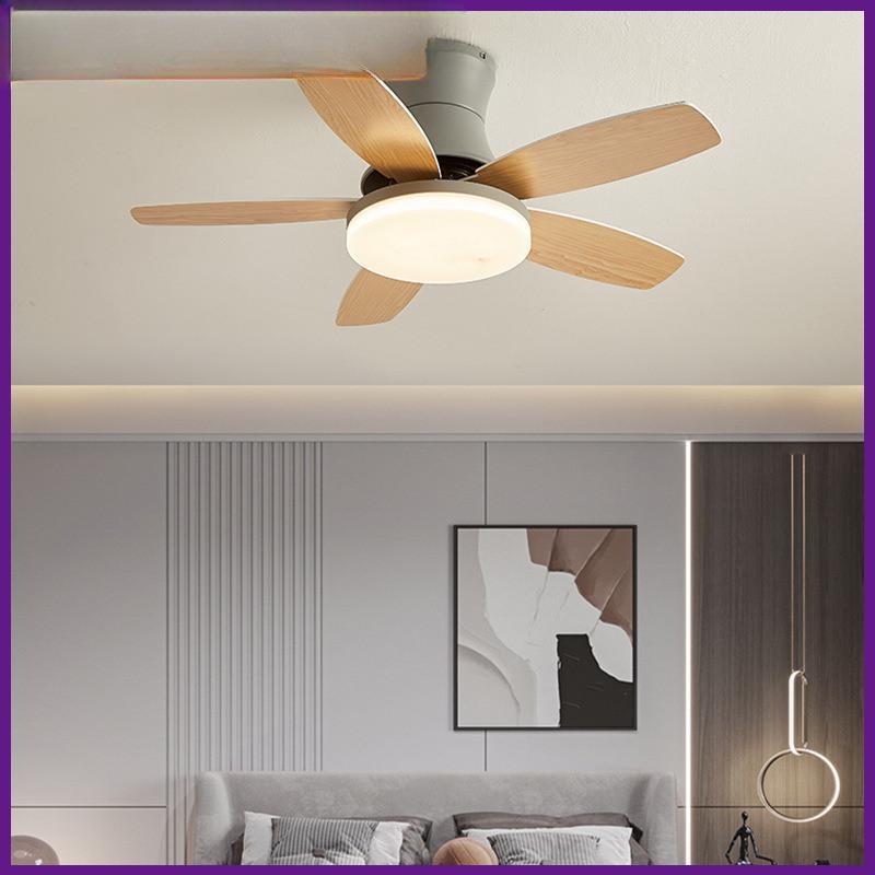 36/42/48 Full Spectrum Solid Wood Ceiling Fan Lamps Bedroom Mute LED Ceiling Fan Inch Electric Ceiling Fan Light