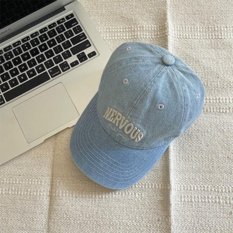 Hat Female wide brim deepened letter cowboy cap Casual versatile couple Student show face Small baseball cap