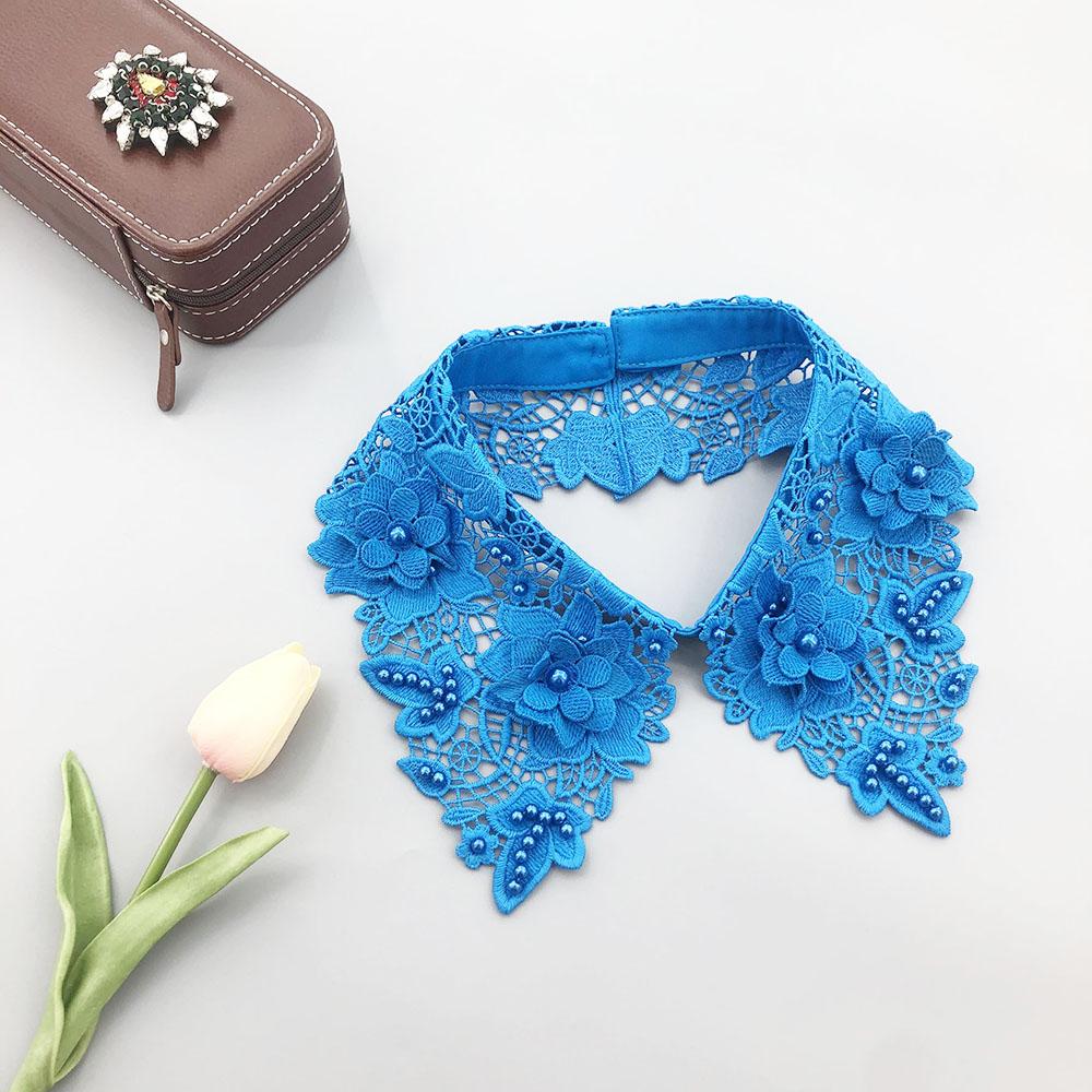 Fashion Multi-Color Hollow Out Lace Beaded Detachable Faux Collar Elegant Knitted Polyester Neck Accessory for Sweaters Shirt
