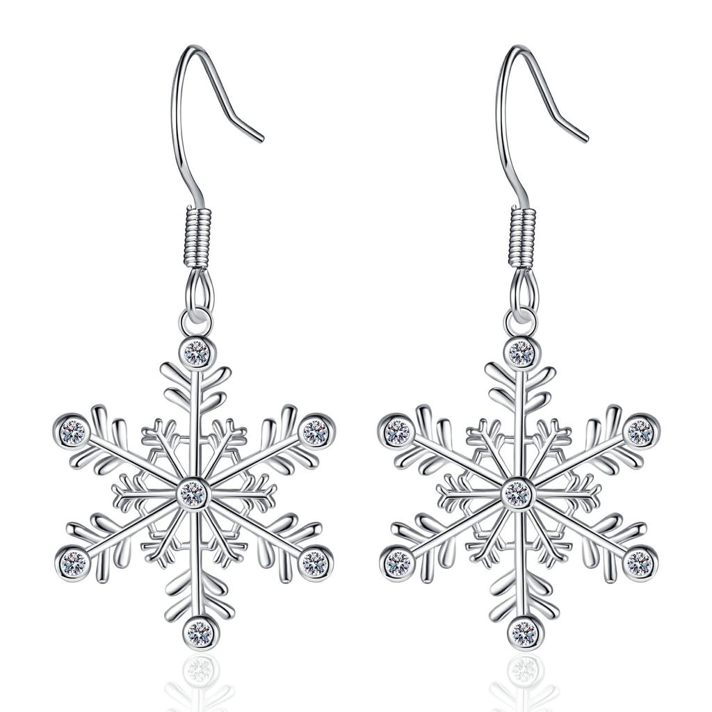 New Christmas Earrings Niche Design Versatile Snowflake Pendant Exquisite Fashionable Earrings