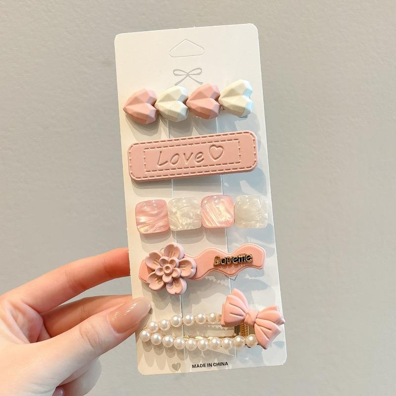 5PCS children's pink hairpin girl forehead bangs clip little girl cute broken hair bb clip headgear duck bill clip hairpin girl