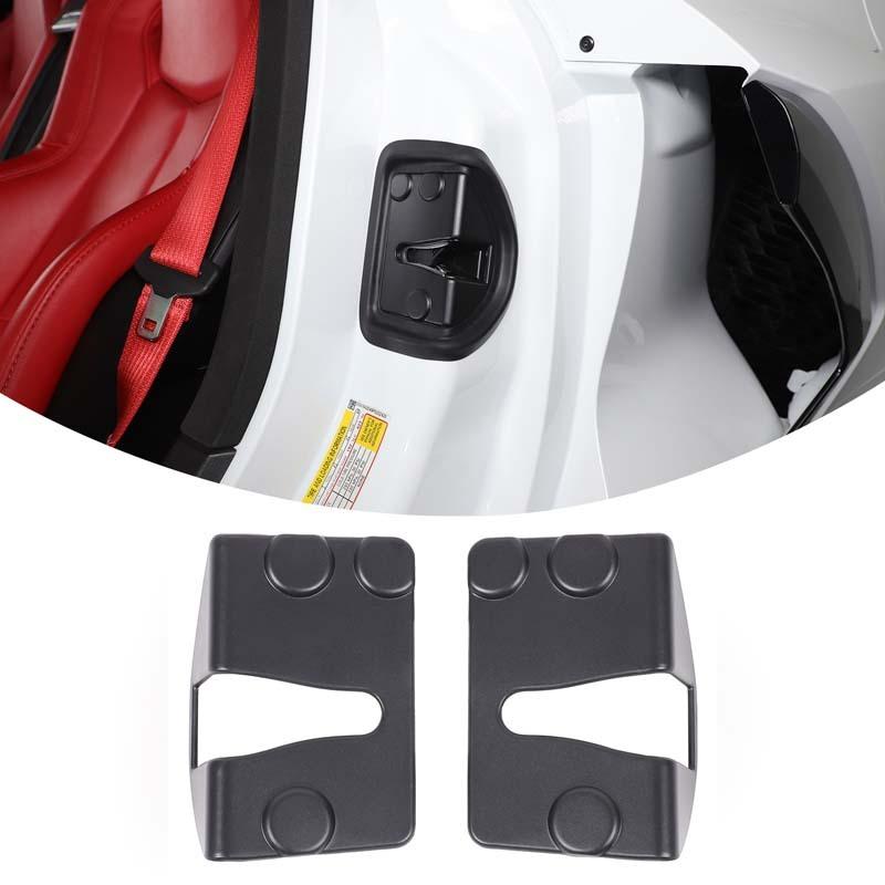2Pcs Car Door Mute Damping Cushion ABS Door Lock Buckle Door Anti-collision Protective Cover Fit for Chevrolet Corvette C8 +