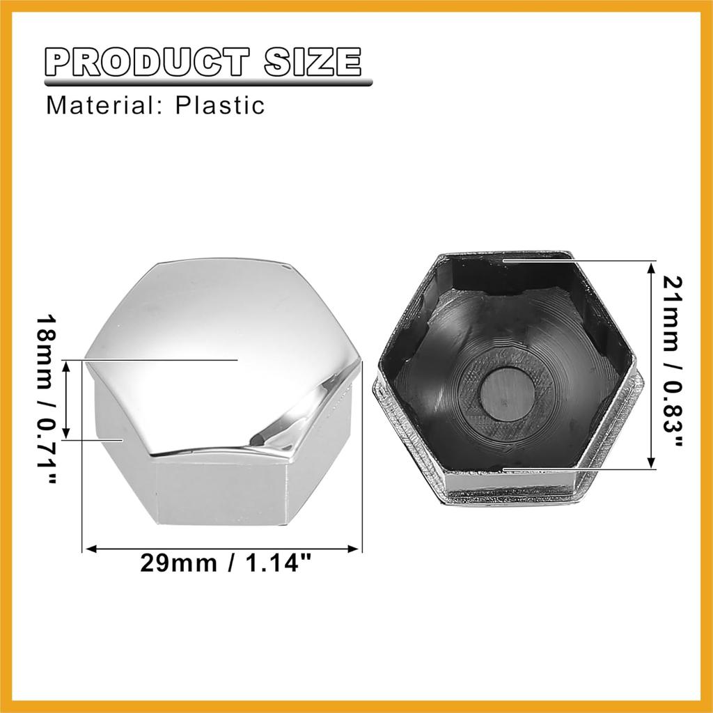 20pcs 21mm Wheel Lock Lug Bolt Nut Cover Caps Center Cover Bolt Locking Caps with Clip Tool Set Replacement for Tesla Model 3 Y S Silver Tone