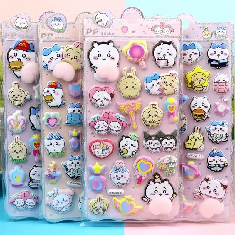 Set of 2 Cute Squishy Butt 3D Marshmallow and Squishy Stickers for Sticker and DIY for Girls and Boys Stickers, Characters, Fluffy, Soft, Books,