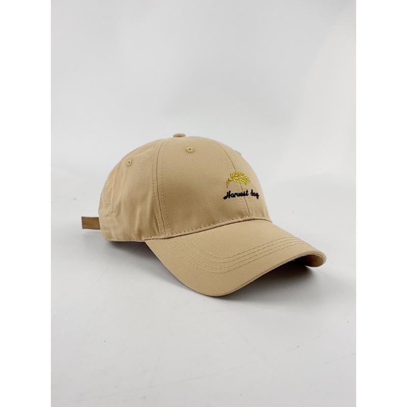 New hat women's personality fashion letters wheat ear embroidery baseball cap outdoor sunshade sunscreen windproof cap men