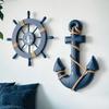 Mediterranean Style Wooden Ship Rudder / Anchor Decorative Hanging Piece - Ocean Theme Room Wall Decor Photo Wall Accessories